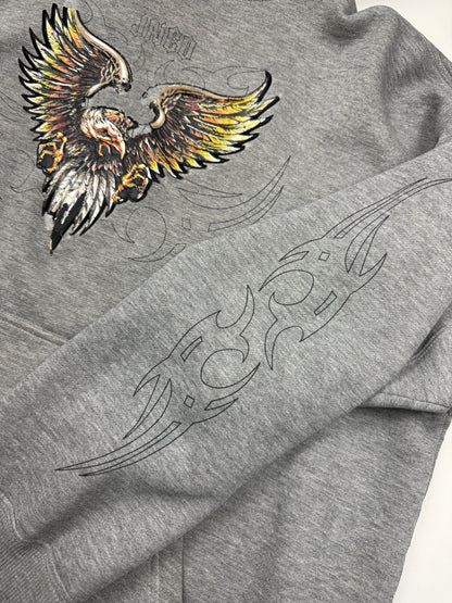 Vintage Y2K Jnco Jeans Bald Eagle Tribal Print Hooded Sweatshirt Size XXL