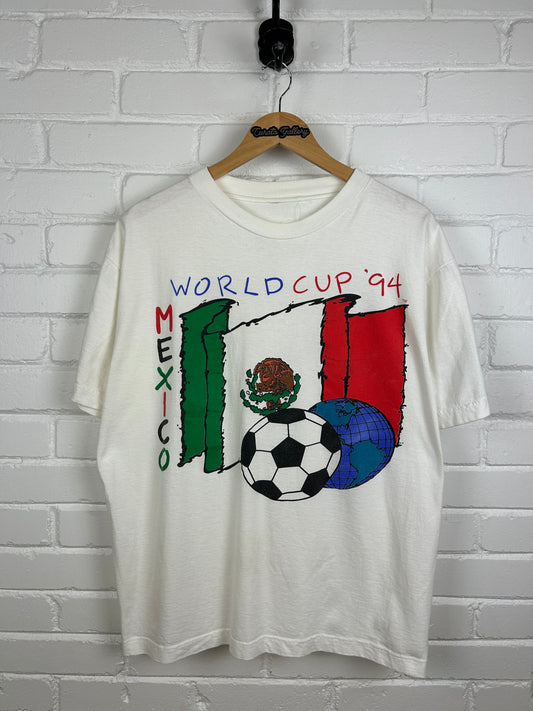 Vintage 1994 World Cup Mexico Soccer Flag Big Graphic T Shirt Size XL 90s