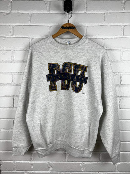 Vintage 1992 Penn State Nittany Lions Paisley Print Front & Back Graphic Sweatshirt Size XL 90s