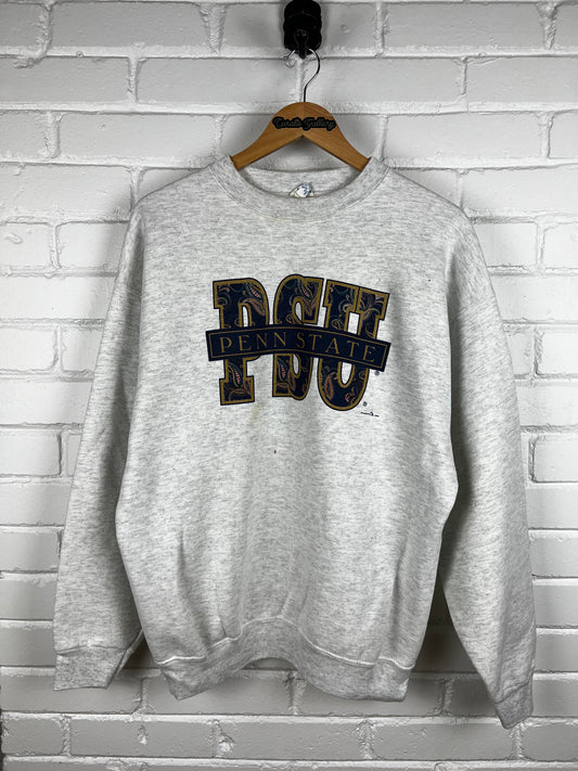 Vintage 1992 Penn State Nittany Lions Paisley Print Front & Back Graphic Sweatshirt Size XL 90s