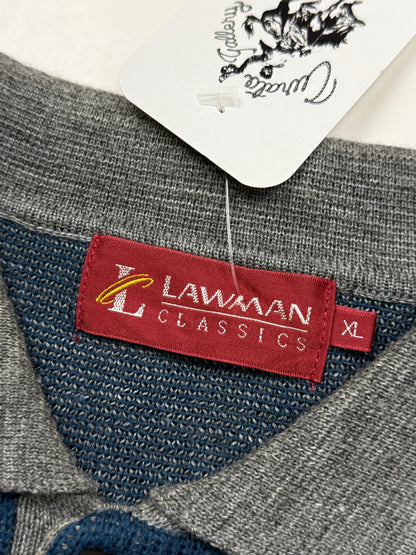 Vintage Lawman Classics 1/4 Button Collared Knit Sweater Size XL