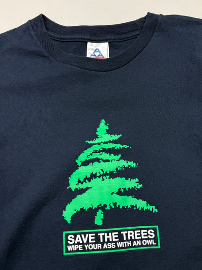 Vintage Save The Trees Wipe Your A** With An Owl Environmental Parody T Shirt Size XL