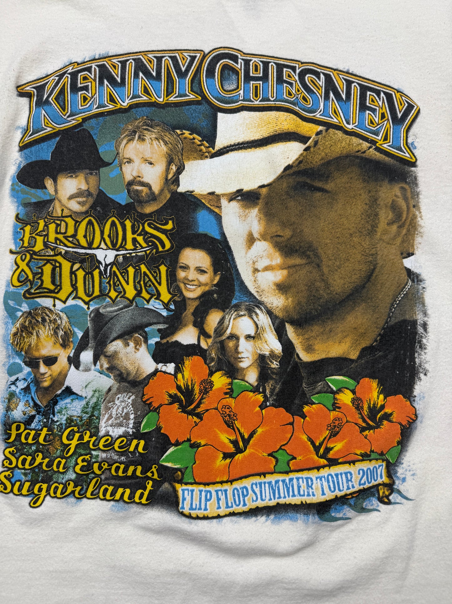 2007 Kenny Chesney Flip Flop Summer Tour Brooks & Dunn Music Band Tee Shirt Size S