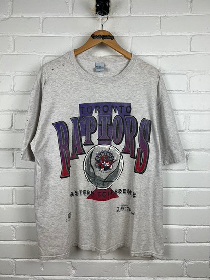 Vintage 1994 Toronto Raptors Eastern Conference Big Graphic NBA T Shirt Size XL