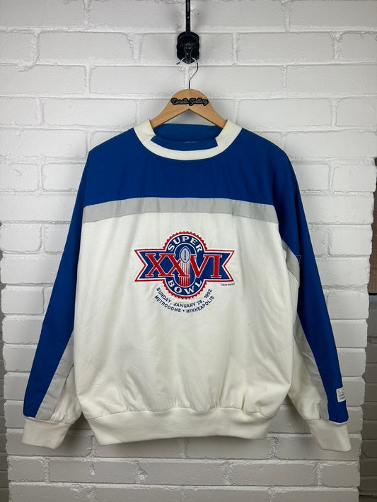 Vintage 1992 Super Bowl XXVI Embroidered NFL Insulated Logo 7 Sweatshirt Size L 90s