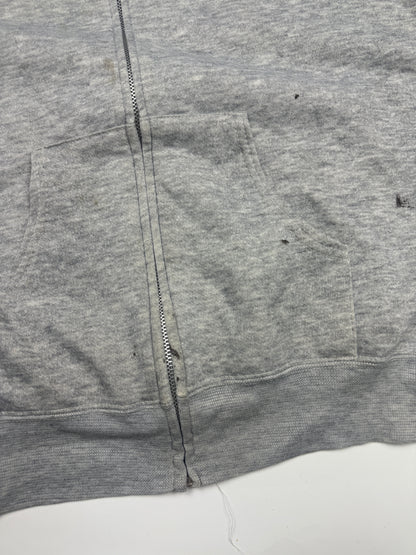 Vintage 80s Blank Heather Gray Cropped Boxy Hooded Sweatshirt Size L