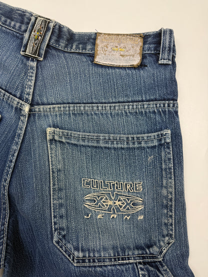 Vintage Y2K Culture XXX Carpenter Style Relaxed Fit Medium Sand Blasted Denim Jeans Pants Size 34W