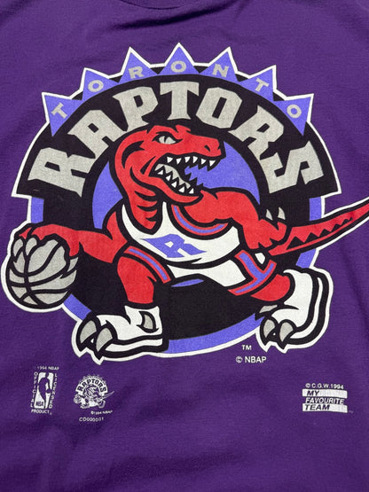 Vintage 1994 Toronto Raptors Big Logo Graphic NBA T Shirt Size M 90s Purple