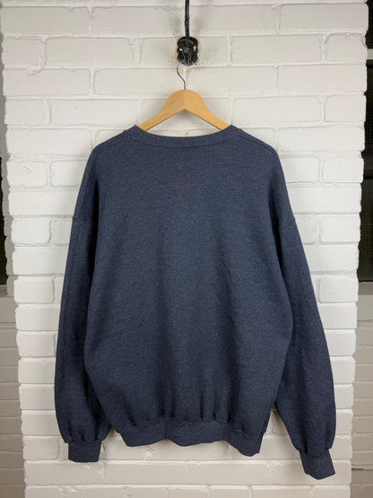 Vintage Russell Athletic Blank Crewneck Sweatshirt Size XL Charcoal Blue