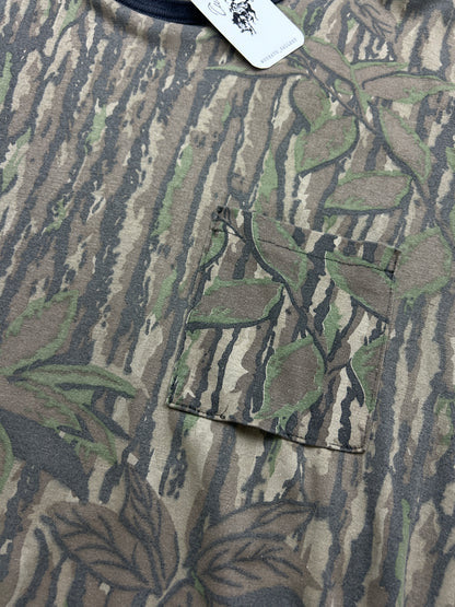 Vintage 80s/90s Spartan Real Tree Camo Hunting Pocket Long Sleeve T Shirt Size XXL