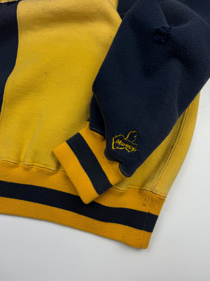 Vintage 90s Notre Dame Fighting Irish Embroidered Logo Split Two Tone Sweatshirt Size XL