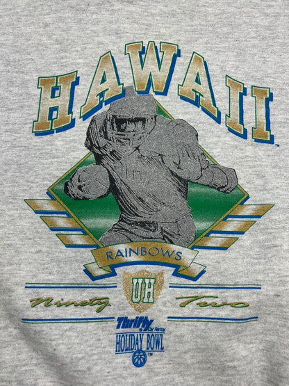Vintage 1992 Hawaii Rainbows Holiday Bowl NCAA Football Collegiate Sweatshirt Size L 90s