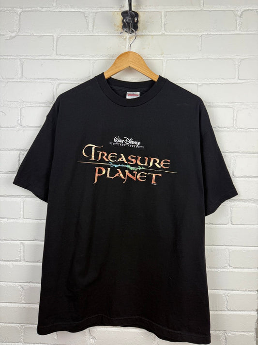 Vintage 2002 Disney Treasure Planet Title Hit Movie Promo T Shirt Size XL