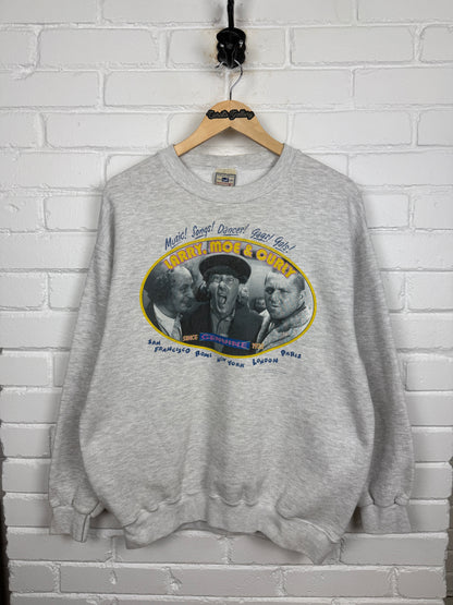 Vintage 90s The Three Stooges Larry Mo And Curly TV Promo Graphic Crewneck Sweatshirt Size XL