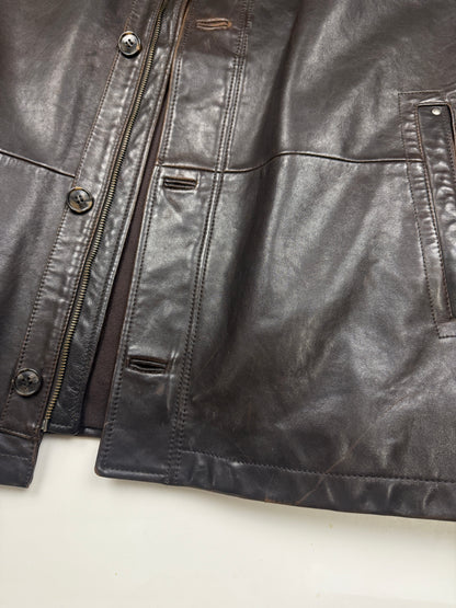 Vintage Danier Leather Insulated Long Full Zip Button Up Long Trench Leather Jacket Size XLT