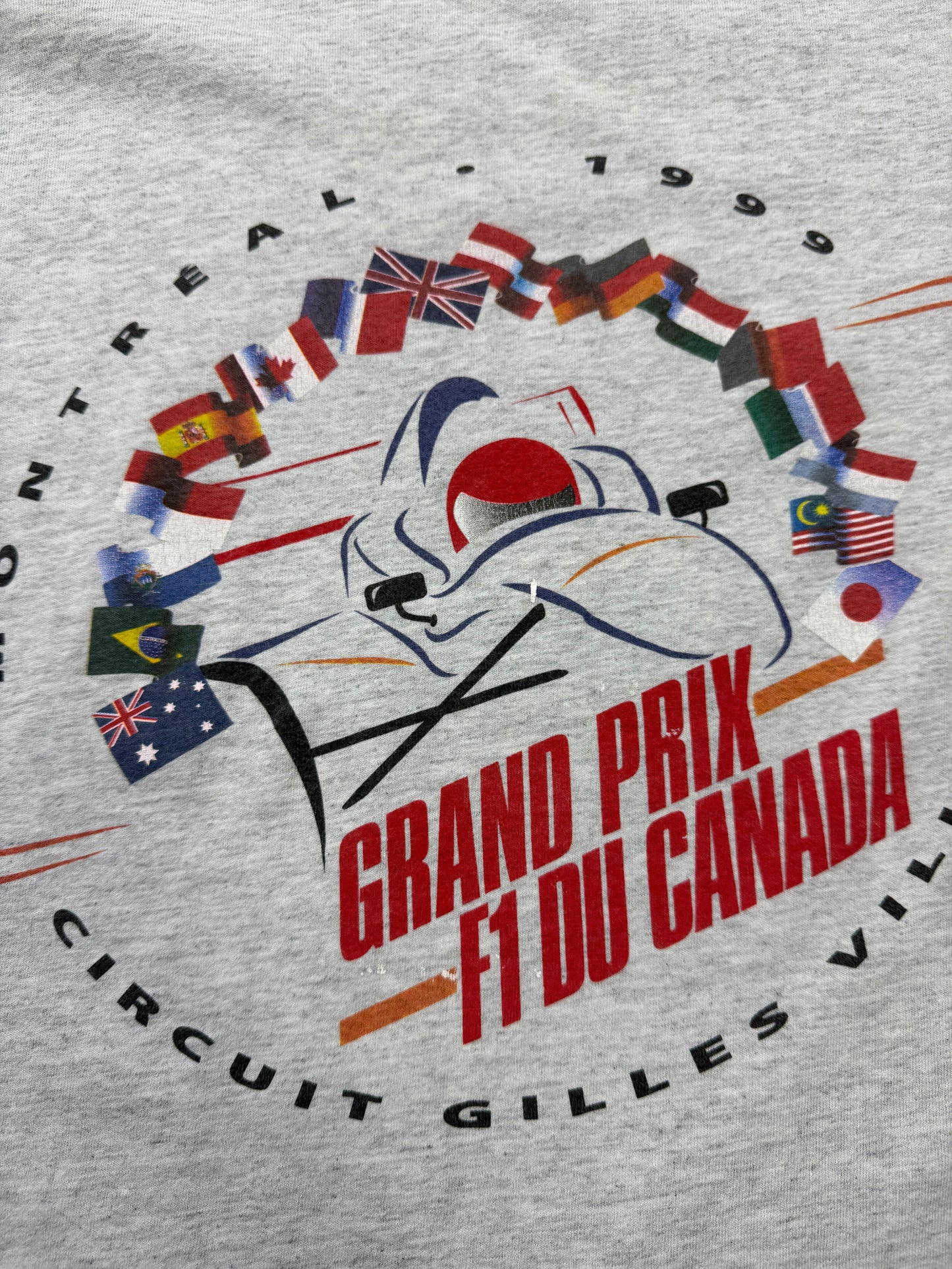 Vintage 1999 Grand Prix F1 Canada Montreal Racing World Flags Wheel T Shirt XL 90s