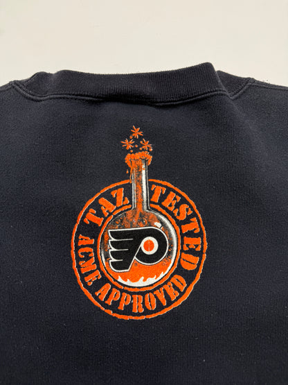 Vintage 1995 Philadelphia Flyers NHL Looney Tunes Taz Tested Scientist Crewneck Sweatshirt Size M