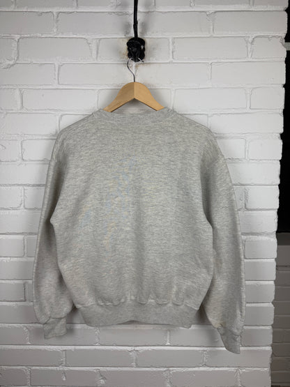 Vintage 90s Russell Athletic Cropped Boxy Fit Blank Crewneck Sweatshirt Size M Heather Gray