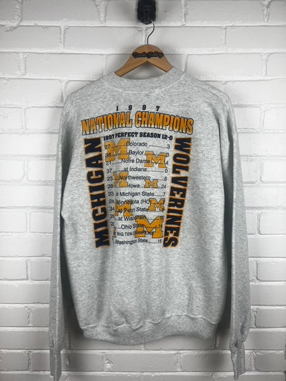 Vintage 1997 Michigan Wolverines Big 10 Champs Heisman Trophy Winner Sweatshirt Size L 90s