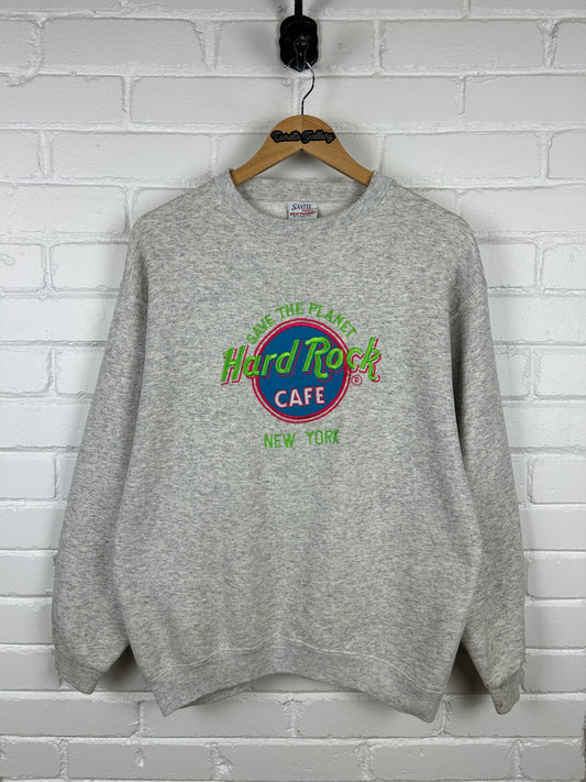 Vintage 90s Hard Rock Cafe New York Embroidered Crew Neck Sweatshirt Size L