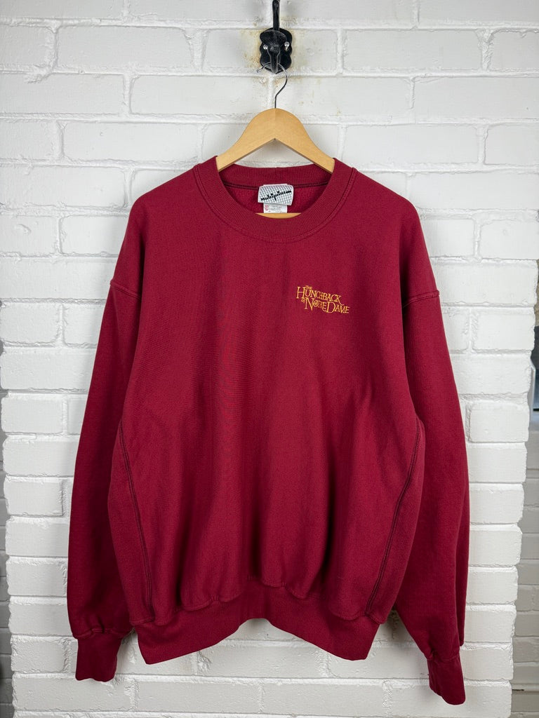 Vintage 90s The Hunchback Of Notre Dame Embroidered Movie Spell Out Sweatshirt Size XXL