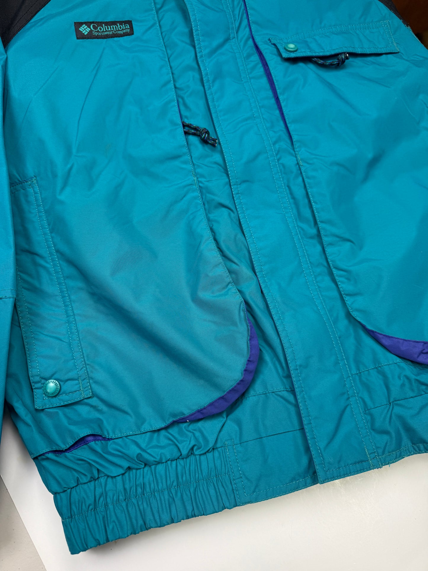 Vintage 80s/90s Columbia Powder Keg Ski Bomber Jacket Size M Teal