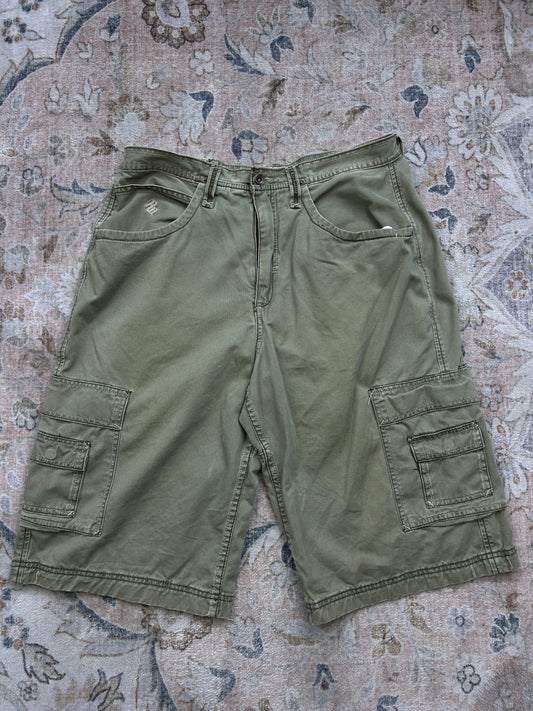 Vintage Y2K Roc A Wear Baggy Cargo Embroidered Jort Shorts Size 35W
