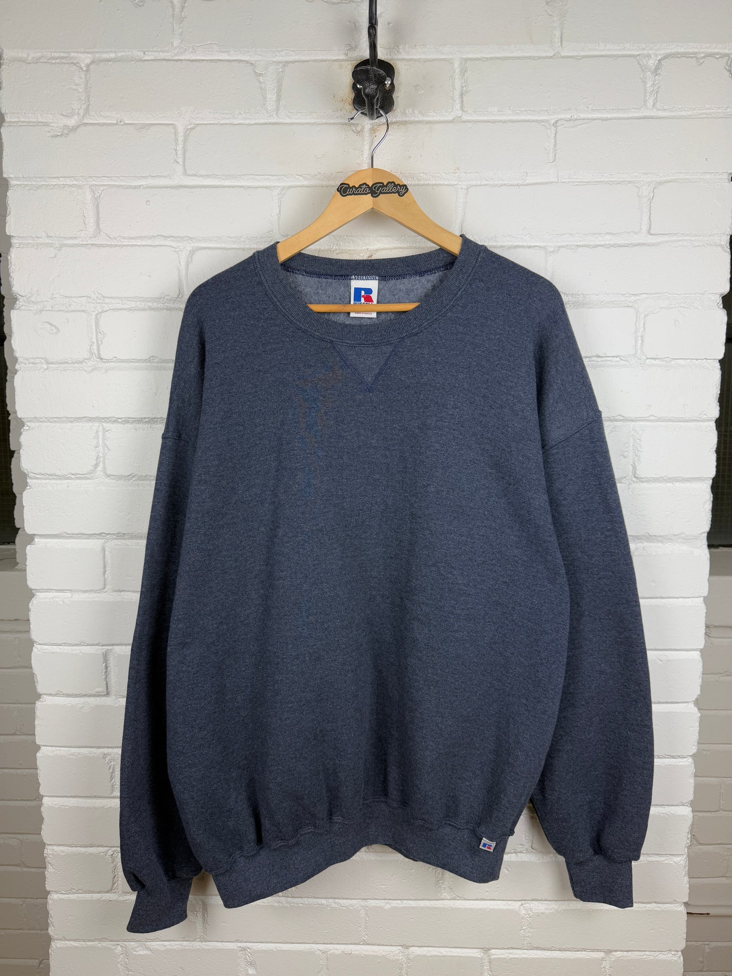 Vintage Russell Athletic Blank Crewneck Sweatshirt Size XL Charcoal Blue