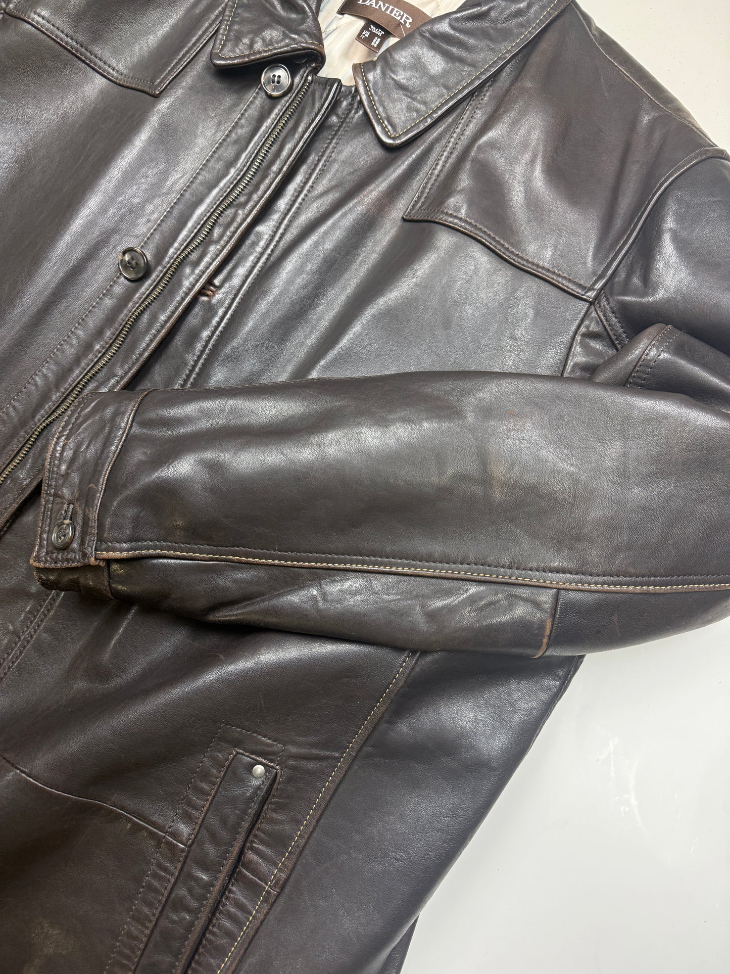 Vintage Danier Leather Insulated Long Full Zip Button Up Long Trench Leather Jacket Size XLT