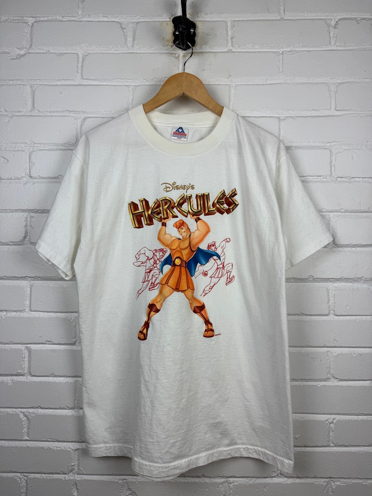 Vintage 90s Hercules Disney Movie Promo Animated Sketch Graphic T Shirt Size L