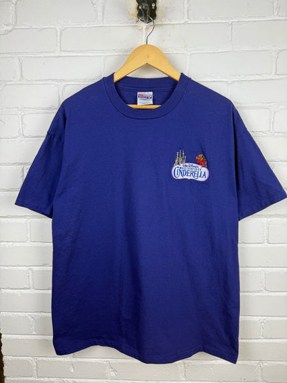 Vintage 90s Masterpiece Cinderella Disney Embroidered Movie Promo T Shirt Size XL