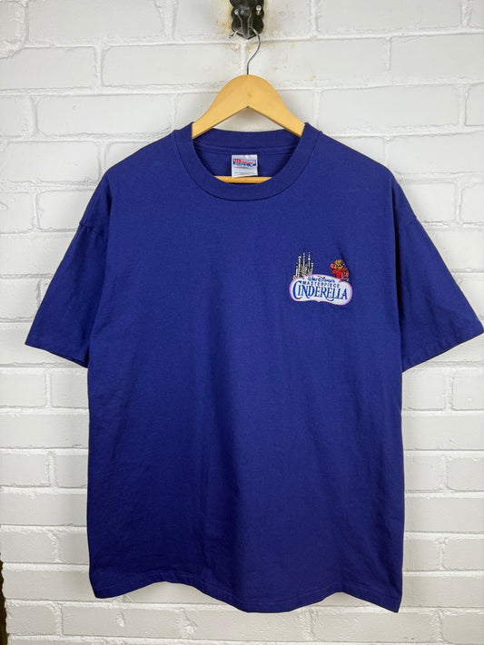 Vintage 90s Masterpiece Cinderella Disney Embroidered Movie Promo T Shirt Size XL