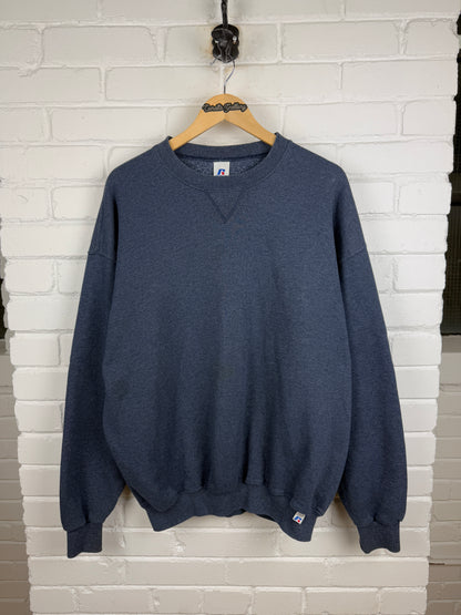 Russell Athletic Boxy Fit Blank Crewneck Sweatshirt Size XL Charcoal Blue
