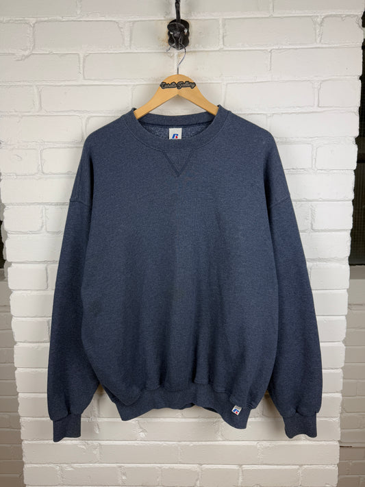 Russell Athletic Boxy Fit Blank Crewneck Sweatshirt Size XL Charcoal Blue
