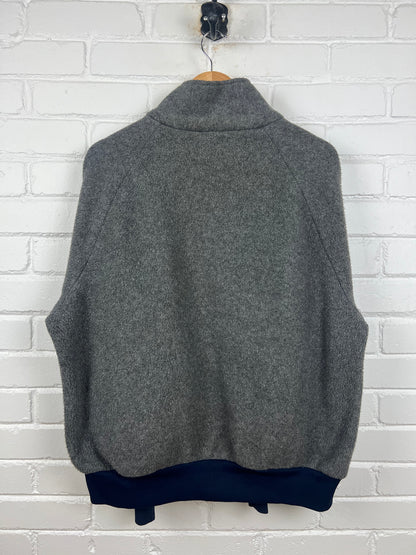 Vintage 90s LL Bean Fleece Bomber Jacket Size XL Gray
