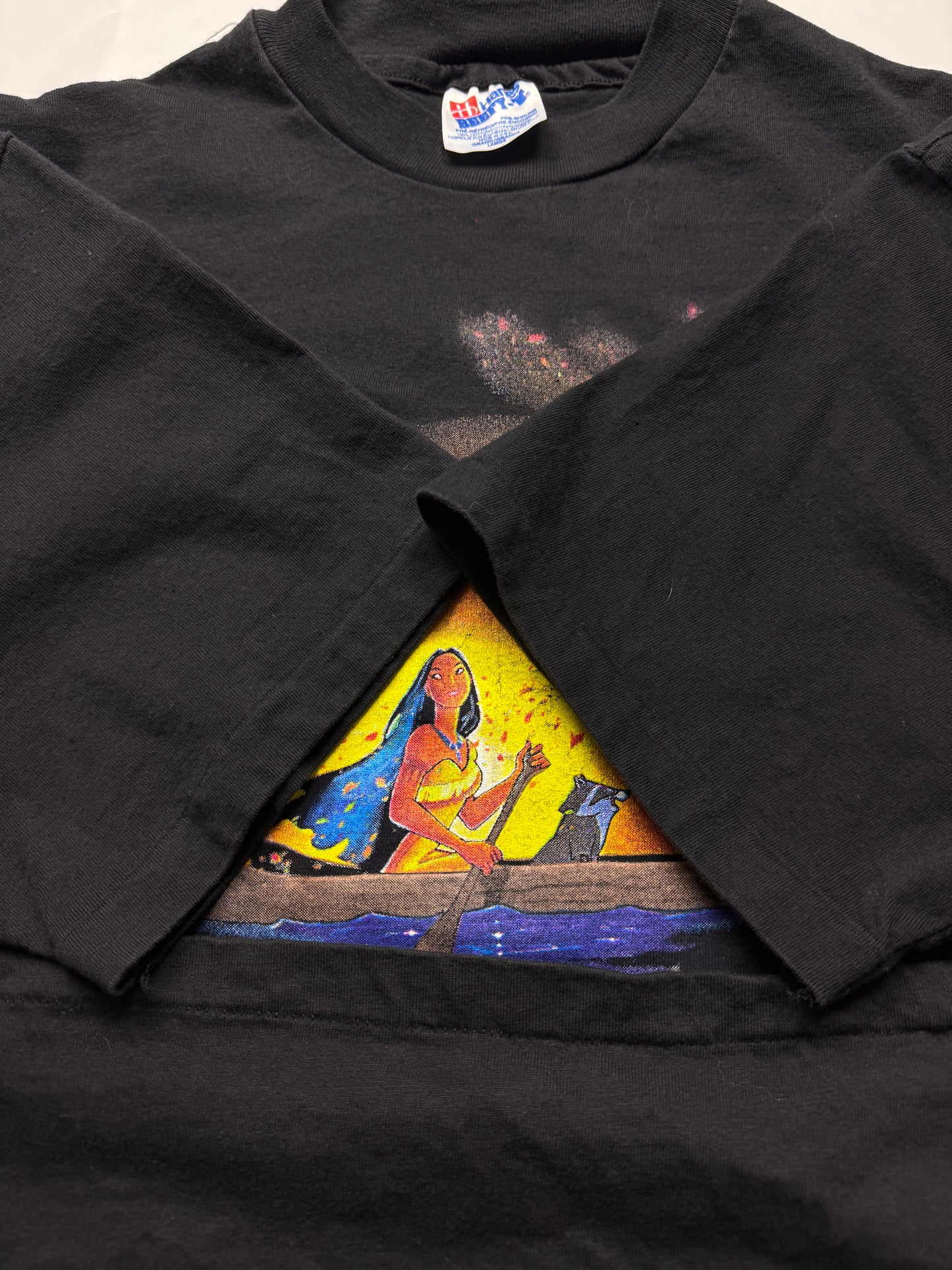 Vintage 1995 Pocahontas Disney Movie Promo Graphic Meeko Cartoon Animated T Shirt Size L