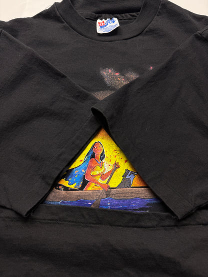 Vintage 1995 Pocahontas Disney Movie Promo Graphic Meeko Cartoon Animated T Shirt Size L