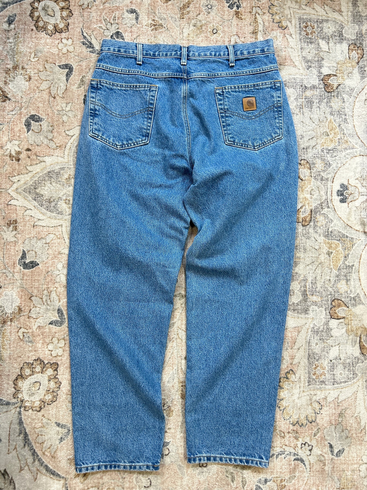 Carhartt Denim Work Wear Relaxed Fit Stone Wash Pants Size 35W