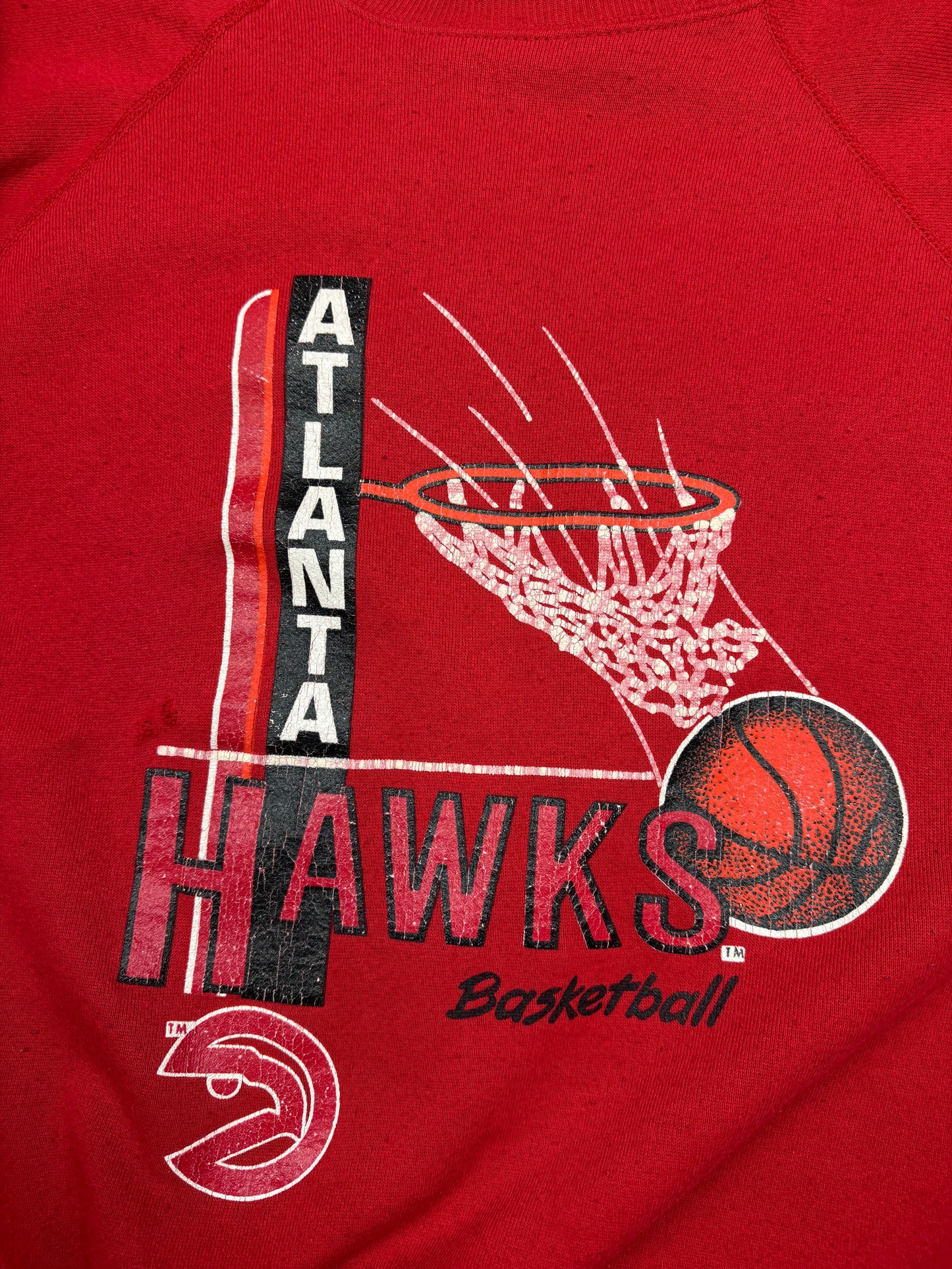 Vintage 80s Atlanta Hawks NBA Basketball Graphic Crewneck Sweatshirt Size L