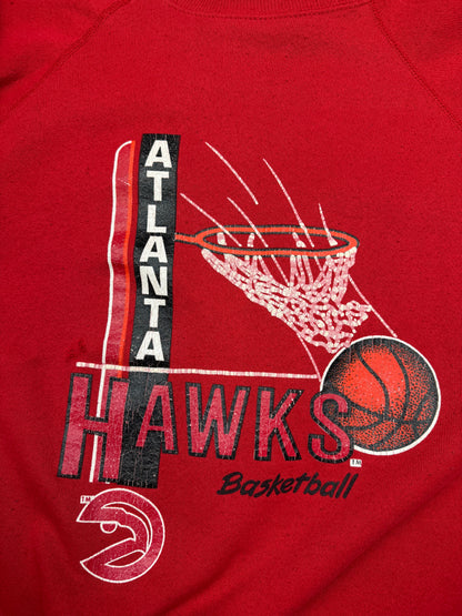 Vintage 80s Atlanta Hawks NBA Basketball Graphic Crewneck Sweatshirt Size L