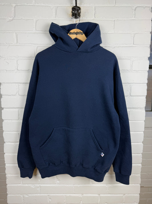 Russell Athletic Boxy Fit Blank Hooded Sweatshirt Size XL Navy Blue