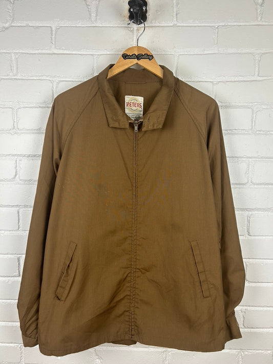 Vintage 80s Peters Sportswear Harrington Style Light Jacket Size XL Brown Earth Tone