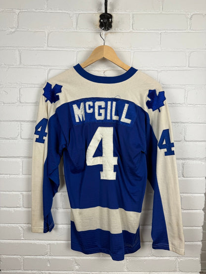 Vintage 80s Bob McGill #4 Toronto Maple Leafs Stitched SK Knit Hockey Jersey Size S