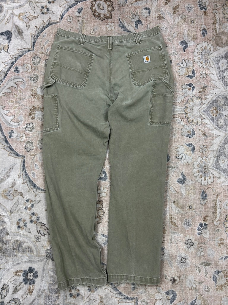 Carhartt Canvas Work Wear Carpenter Pants Size 38W Sage Green