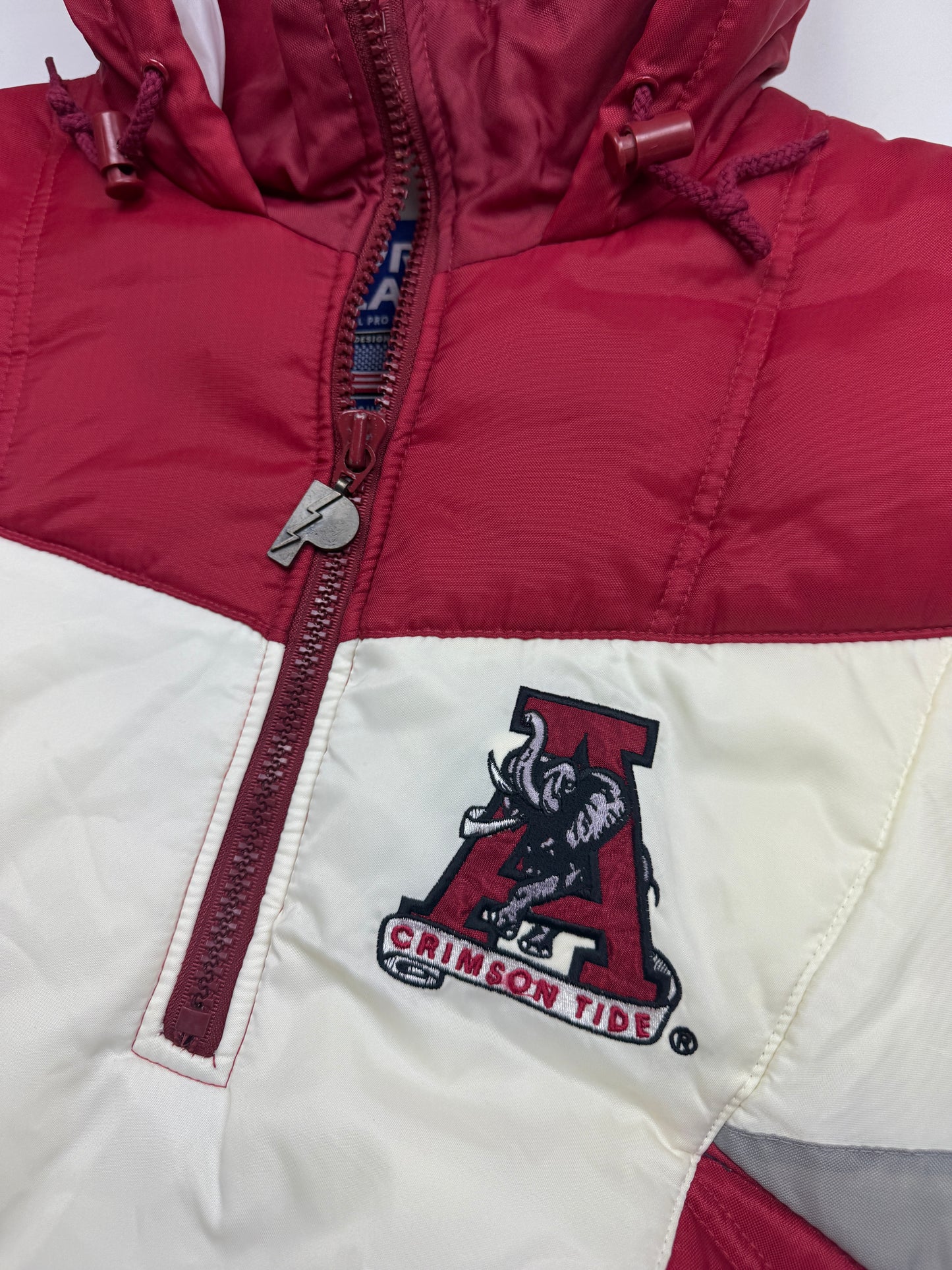 Vintage 90s Alabama Crimson Tide NCAA 1/2 Zip Insulated Pro Player Side Line Jacket Size XL