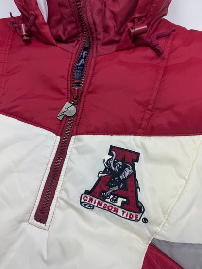 Vintage 90s Alabama Crimson Tide NCAA 1/2 Zip Insulated Pro Player Side Line Jacket Size XL