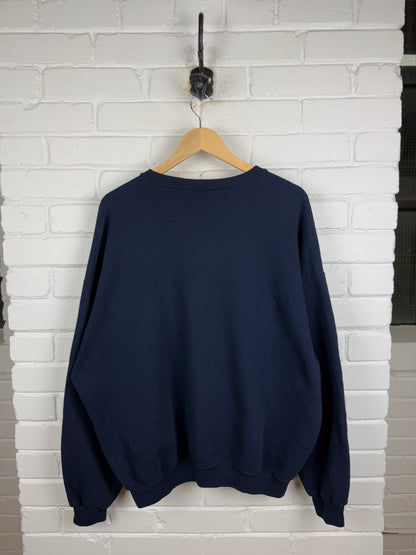 Russell Athletic Cropped Boxy Fit Blank Crewneck Sweatshirt Size XXL Navy Blue