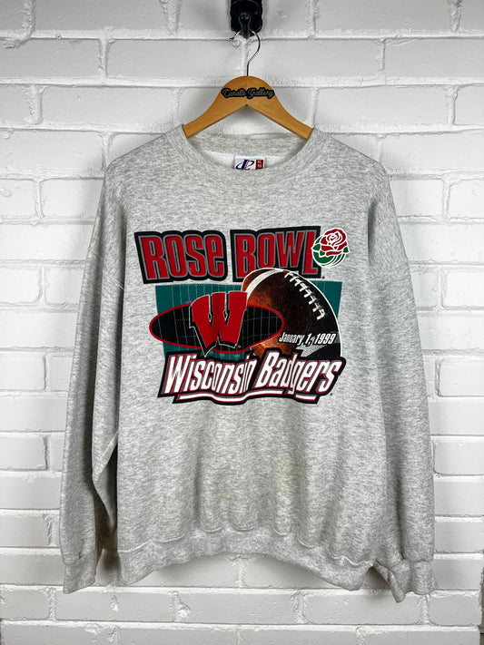 Vintage 1999 Wisconsin Badgers Rose Bowl Football Logo Athletic NCAA Sweatshirt Size XL 90s