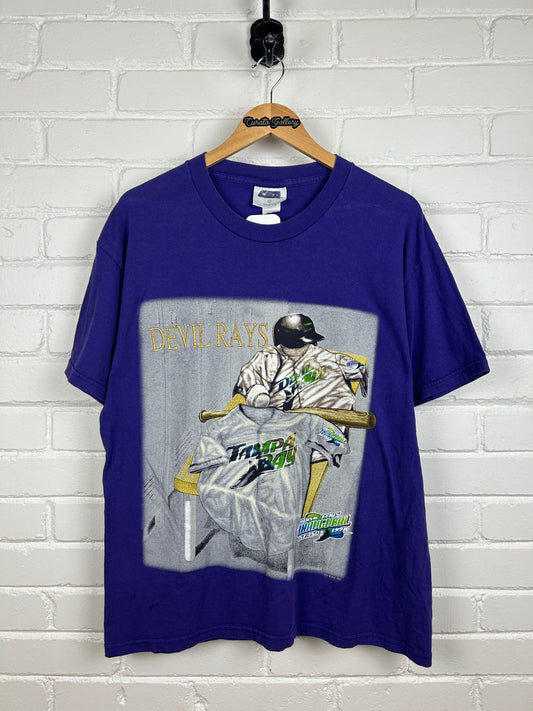 Vintage 1998 Tampa Bay Rays Inaugural Season MLB Equipment CSA T Shirt Size L 90s