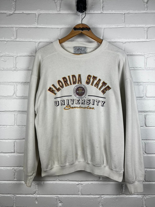 Vintage 90s Florida State Seminoles University Crest Spell Out Sweatshirt Size L